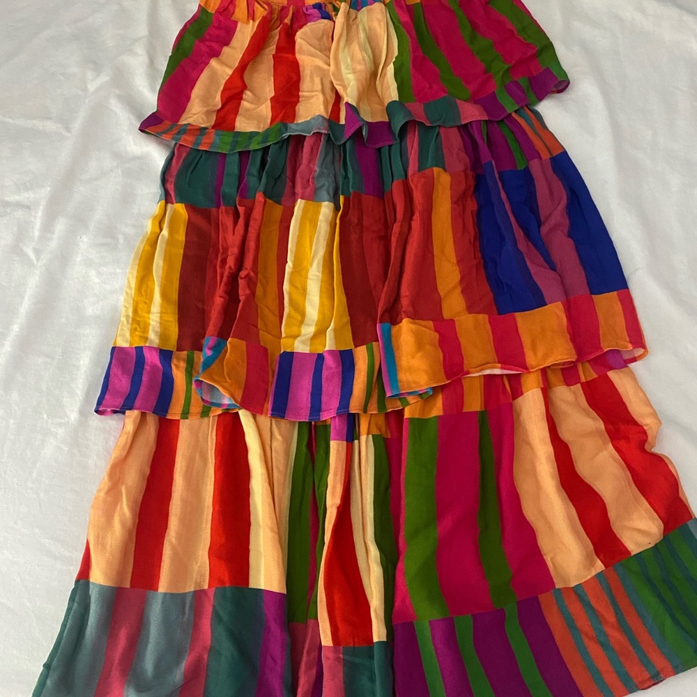 Farm Rio Tiered Midi Skirt